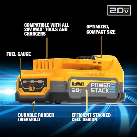 Dewalt Powerstack 20 V 2 Pack Lithium Ion Battery 1 7 Ah In The Power Tool Batteries