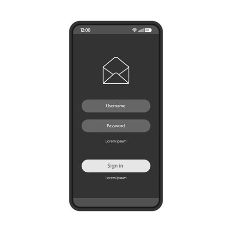 Email Sign In Smartphone Page Vector Template Mobile App Interface