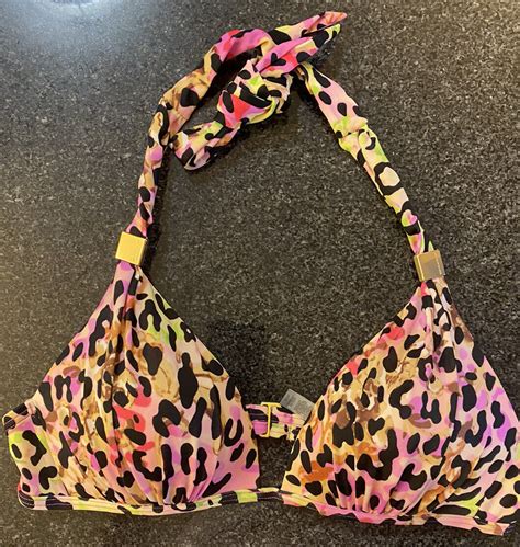 Victoria Secret Bikini Top Womens Medium Colorful Ch Gem