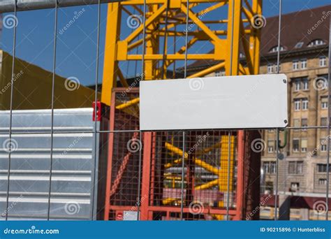 Blank Construction Fence Plate Alumnium Board Copy Space Site Equipment