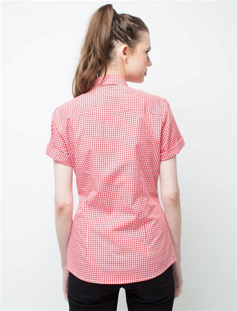 Womens Max Short Sleeve Check Shirt Red