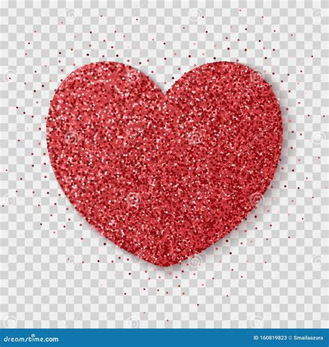 Red Glitter Heart Isolated On A Transparent Background Bright Glowing