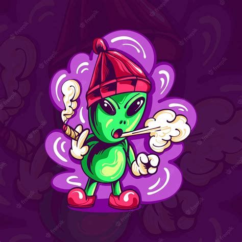 Premium Vector Alien Smoking Illustration