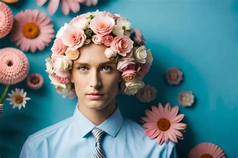 Premium Ai Image A Man With A Flower In His Hair