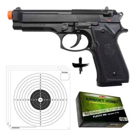 Pistola Airsoft Kwc Beretta M92 Spring Rossi 6mm Frete grátis