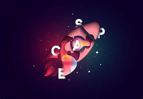 Premium Vector Bright Abstract Background With Space Rocket Minimal