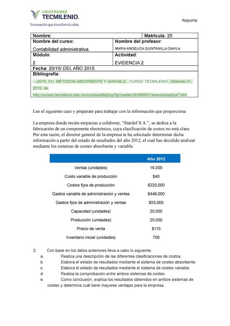 Evidencia Contabilidad Admin Nombre Matr Cula Nombre Del Curso