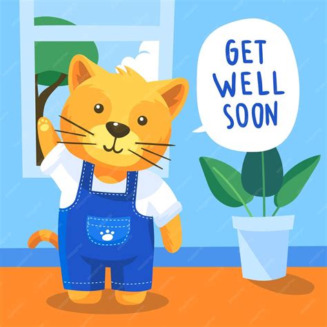 Free Vector Get Well Soon Message With Cute Cat