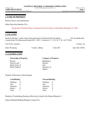 Fillable Online National Historic Landmark Nomination Ames Monument