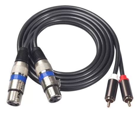 Cabo De Áudio Hifi 2 Rca Macho Para Xlr 3 Pinos Feminino Mix