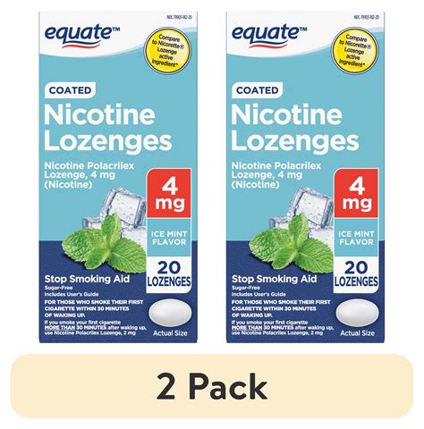 2 Pack Equate Coated Ice Mint Nicotine Polacrilex Lozenges 4 Mg