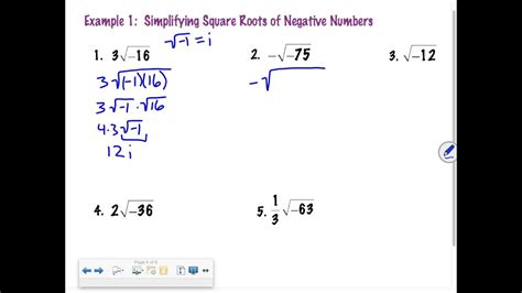 Example 1 Simplifying Imaginary Radicals YouTube