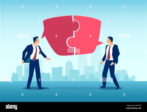 Vector Of Two Businessmen Having A Successful Communication Solving A