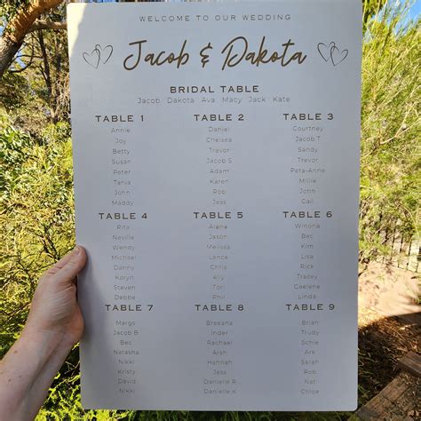 Personalised Wedding Seating Chart - Creek Creations Perth