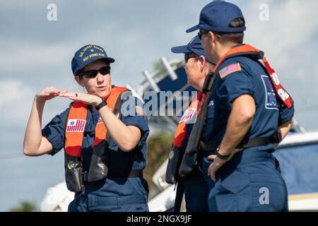 Coast Guard Lt Cmdr Lucy Courtney Holds A Briefing At The Hurricane