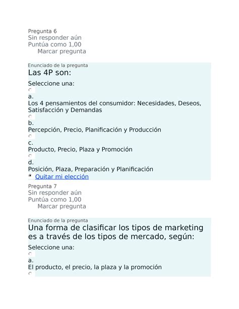 Prueba Marketing Pregunta Sin Responder A N Punt A Como Marcar