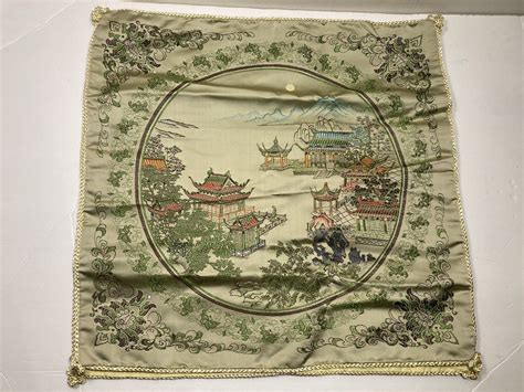 Vintage Chinese Silk Brocade Pillow Covers Tapestry Jin Sheng 18” Ebay