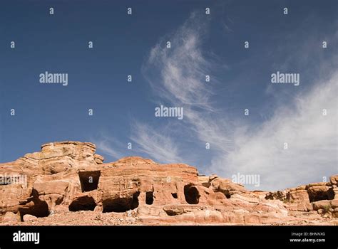 Caves Of Petra Jordan Asia Stock Photo Alamy