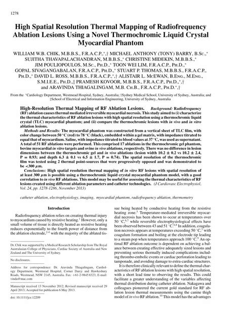 Pdf High Spatial Resolution Thermal Mapping Of Radiofrequency