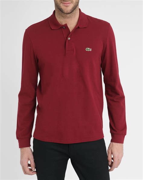 Lacoste Burgundy Long Sleeve Polo Shirt In Purple For Men Lyst