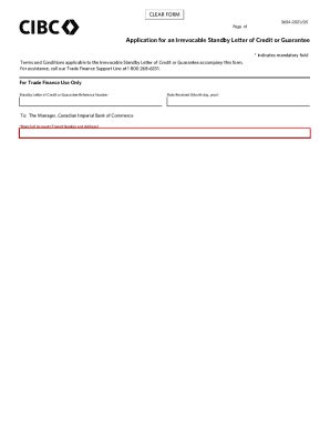 Fillable Online Application For An Irrevocable Standby Letter Of Credit