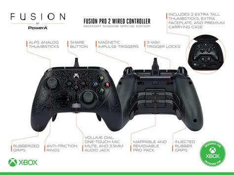 Powera Fusion Pro Wired Controller For Xbox Series X S Midnight Shadow