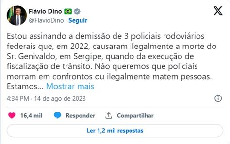 Ministro Flávio Dino anuncia demissão dos policiais que mataram homem