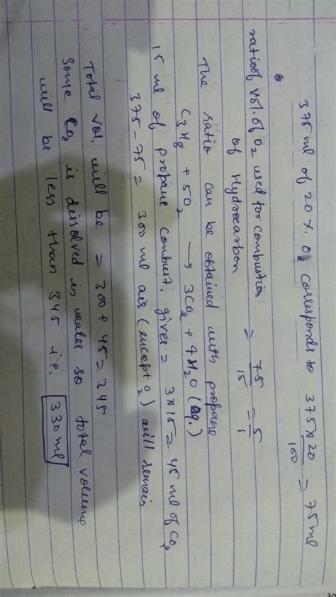 At K And Atm Ml Of A Gaseous Hydrocarbon Requires Ml Air