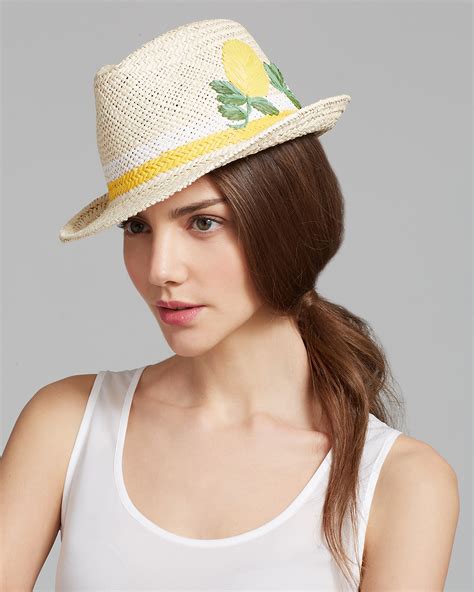 Kate Spade New York Lemon Embroidery Straw Fedora Bloomingdales