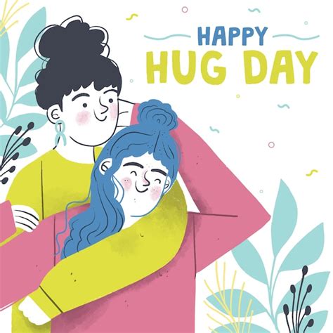 Free Vector Hand Drawn Hug Day Illustration