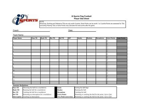 Football Stat Sheets And Forms Atelier Yuwa Ciao Jp