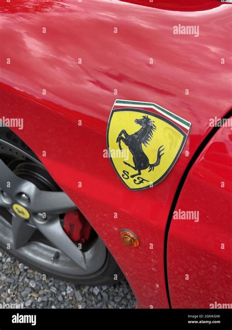 Uden Netherlands Aug 23 2021 The Red Ferrari Sportscar Logo On