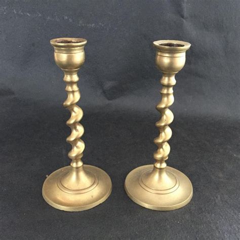 Vintage Solid Brass Twist Candlesticks A Pair Chairish