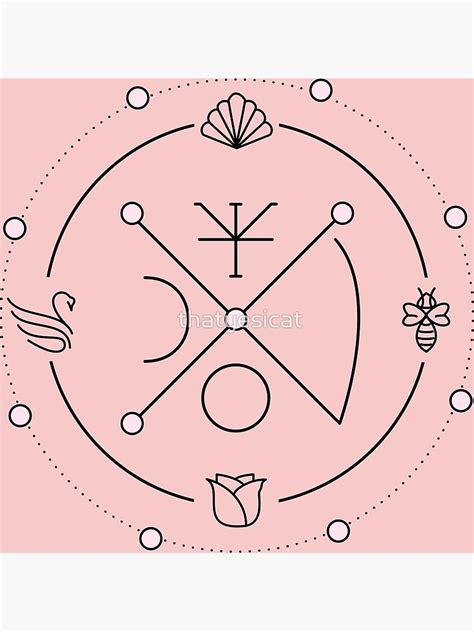 Venus Aphrodite Symbol Sigil Black Rose Quartz Art Print For Sale By