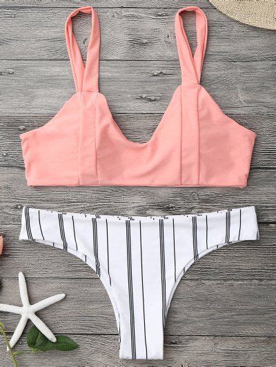 Padded Striped Bralette Bikini Set Trendy Swimsuits Bikinis Swimwear