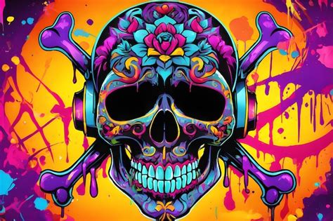 Premium Photo | Skull Graffiti Background Skull Graffiti Wallpaper Skull Graffiti Pattern ...