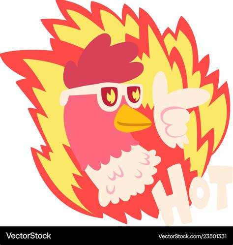 Hot Spicy Fire Chicken Wearing Cool Sunglasses Vector Image