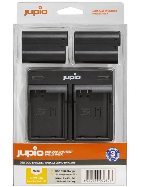 Jupio Kit 2 X Camera Accu EN EL15C 2100mAh USB Dual Lader Saake