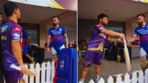 Virat Kohlis Bat Woes Banter And Broken Bats With Kkrs Rinku Singh