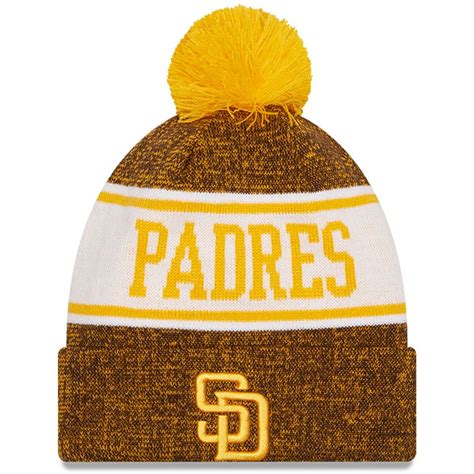 Men's San Diego Padres New Era Gold/Brown Banner Cuffed Knit Hat with Pom