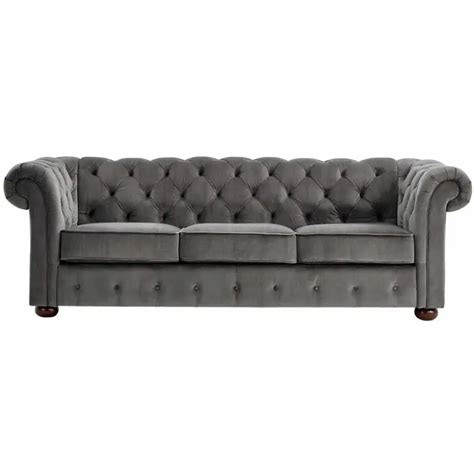 Dalia Velvet Rolled Arm Chesterfield Sofa Vigshome