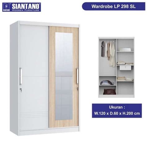 Jual Lemari Pakaian Sliding Kaca 2 Pintu Siantano Lp 298 Sl Di Seller