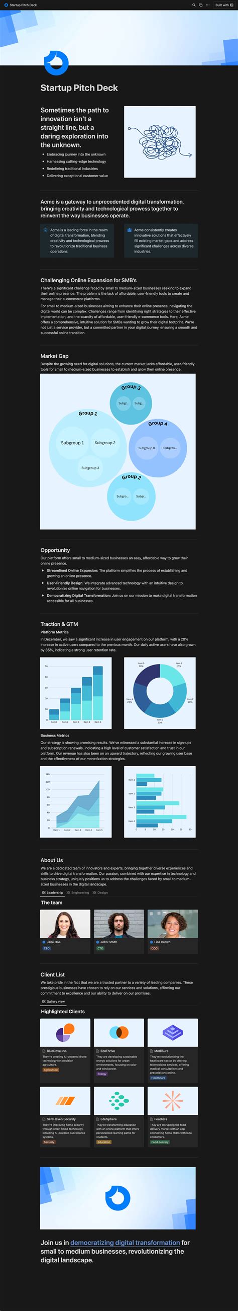 Notion Startup Pitch Deck Templates