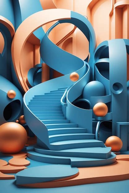 Premium Ai Image Abstract Space With Stairs And Curved Shapes In D