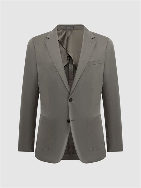 Single Breasted Technical Blazer In Khaki Reiss