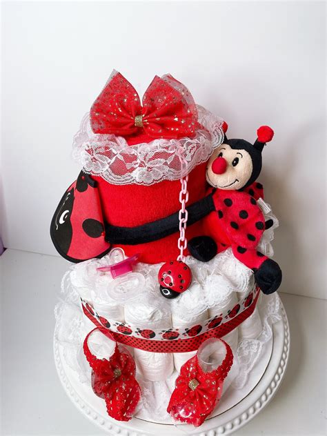 Ladybug Diaper Cake Girl Diaper Cake Centerpiece Etsy