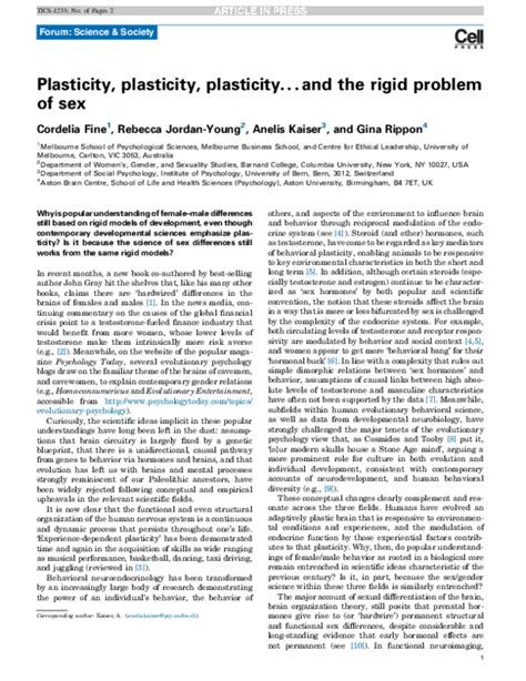 Pdf Plasticity Plasticity Plasticityand The Rigid Problem Of Sex