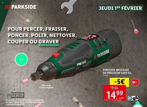 Promo Perceuse Meuleuse De Pr Cision Sans Fil Parkside Chez Lidl