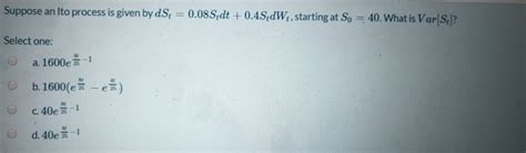 Solved Ito process problem | Chegg.com