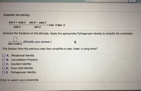 Solved Establish the identity sin θ cos θ cos e sin θ cos Chegg